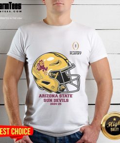 Official College Football Playoff 2025 Arizona State Sun Devils Helmet T-Shirt featuring team logo and vibrant colors.