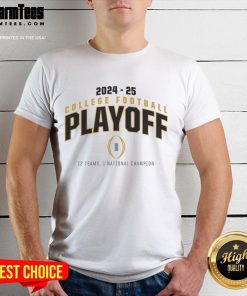 Official College Football Playoff 2025 t-shirt featuring exclusive design for the 12 teams playoff event.
