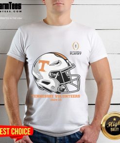Official College Football Playoff 2025 Tennessee Volunteers helmet t-shirt featuring team colors and logo design.
