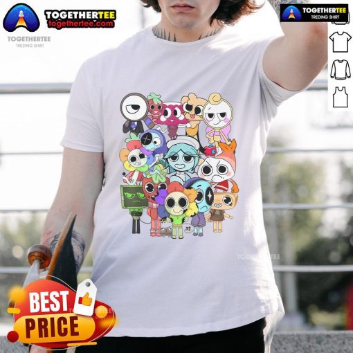 Official Dandy World Characters T-Shirt featuring vibrant designs of beloved characters from Dandy World.