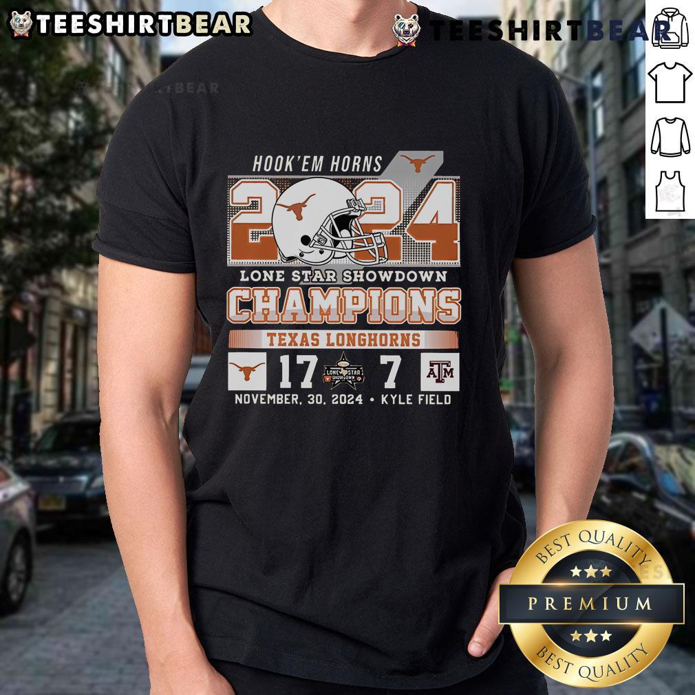 Official Hook ‘Em Horns 2024 Lone Star Showdown Champions Texas 17-7 Texas T-Shirt Official Hook 'Em Horns 2024 Lone Star Showdown Champions Texas T-Shirt featuring Texas logo and score 17-7.