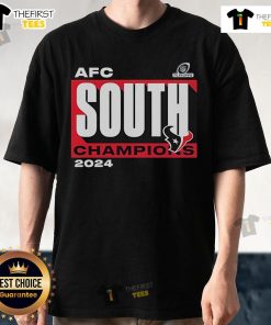 Official Houston Texans 2024 AFC South Division Champions Conquer T-Shirt featuring bold team graphics and colors.