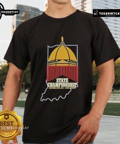 Official Indiana State Championship Game December 20th 2024 t-shirt featuring vibrant team colors and logo design.