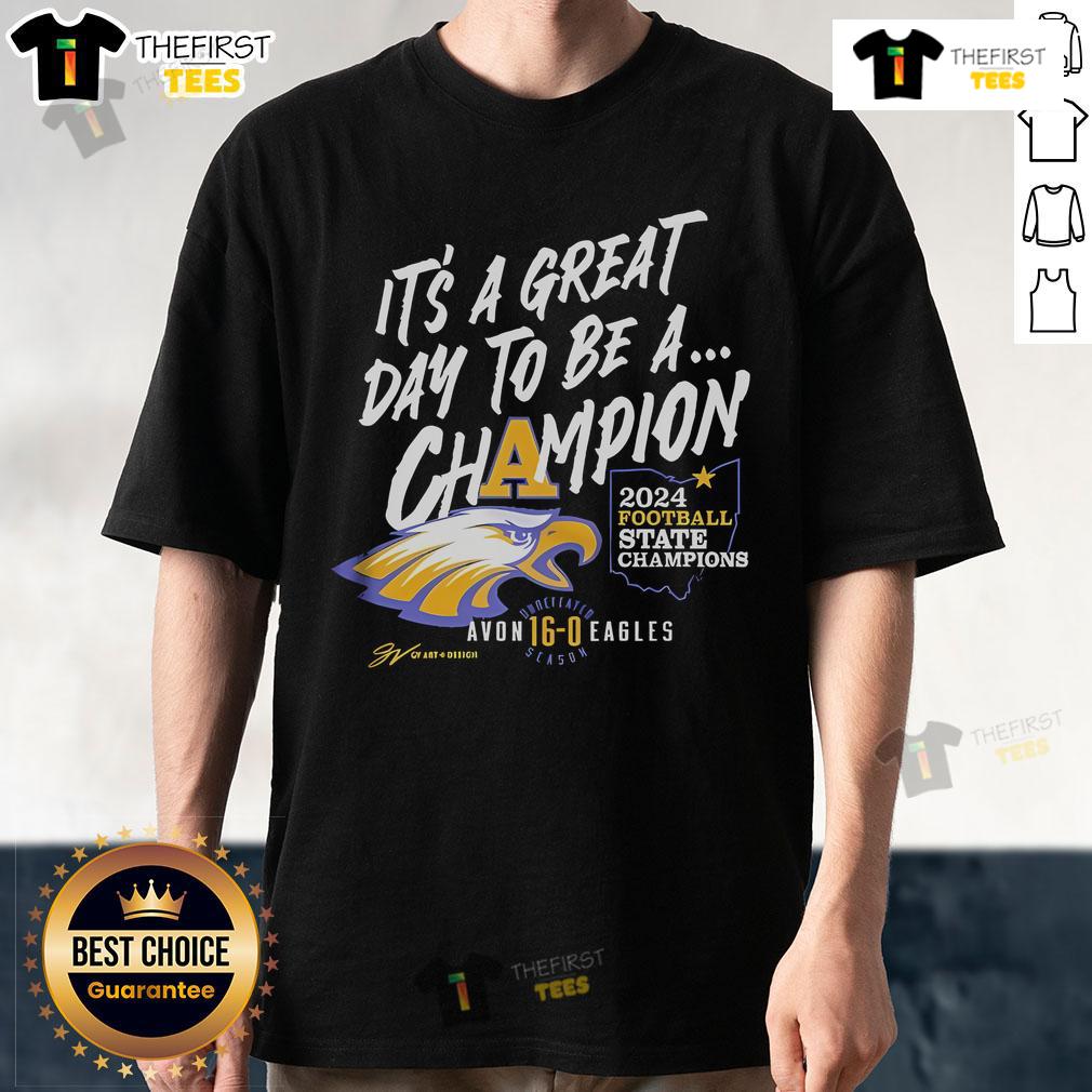 Official It's A Great Day To Be A Champion 2024 Football State Champions T-Shirt Alt Text: 2024 Football State Champions T-Shirt featuring 'It's A Great Day To Be A Champion' design, perfect for fans.