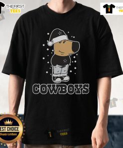 Official Just A Chill Guy Chill Dallas Cowboys Christmas T-Shirt featuring festive design and team logo.