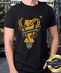 Official La Galaxy Fanatics Black 2024 MLS Cup Champions Locker Room T-Shirt featuring bold team graphics.