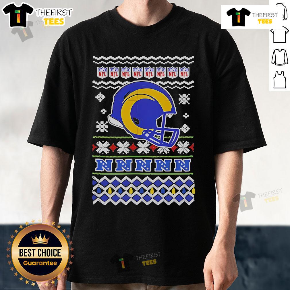 Official Los Angeles Rams Nfl Football Christmas Helmet T Shirt Official Los Angeles Rams NFL Football Christmas helmet T-shirt featuring festive design and team colors for holiday cheer.