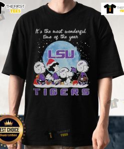 Official LSU Tigers Christmas T-Shirt featuring Peanut characters, celebrating the most wonderful time of the year.