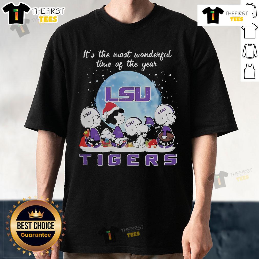 Official LSU Tigers It The Most Wonderful Time Of The Year Peanut Characters Christmas T-Shirt Official LSU Tigers Christmas T-Shirt featuring Peanut characters, celebrating the most wonderful time of the year.