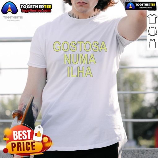 Alt Text: Official Marina Sena Gostosa Numa Ilha T-Shirt featuring vibrant design and comfortable fit for fans of the artist.