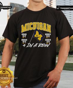 Alt Text: Official Michigan 4 In A Row Beat OSU Plant The Flag T-Shirt featuring bold graphics for fans celebrating victory.