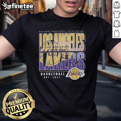 Official National Basketball Association Los Angeles Lakers 1947 T-Shirt featuring vintage logo and classic design.