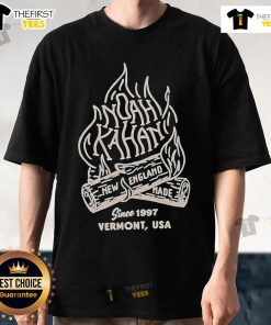 Official Noah Kahan Campfire T-Shirt from Vermont, USA, celebrating New England since 1997 with a cozy campfire design.