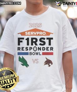 Alt Text: Official North Texas Mean Green vs Texas State Bobcats Servpro First Responder Bowl 2025 T-Shirt design