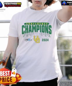 Official Oregon Ducks 2024 Big Ten Football Conference Champions Endzone Rush T-Shirt featuring team logo and vibrant colors.
