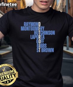 Official Raymond Montgomery Hutchinson Laporta Goff Gibbs T-Shirt featuring vibrant graphics and comfortable fit.