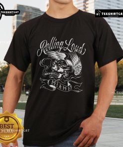 Alt Text: Official RL Miami 24 Ripper Skull T-Shirt featuring a bold skull graphic and stylish design for casual wear.