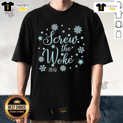 Official Screw The Woke Snowflakes T-Shirt featuring bold graphic design, perfect for expressing individuality and humor.