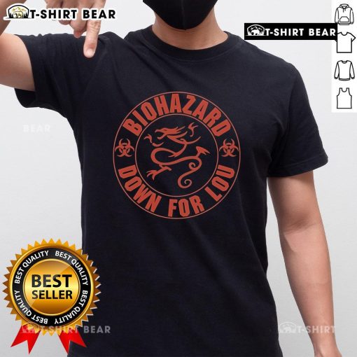 Official Sick Of It All Biohazard and Down For Lou T-Shirt featuring bold graphic design and vibrant colors.