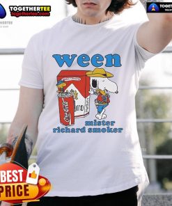Official Snoopy and Woodstock Big Pimp Dog Man Ween Mister Richard Smoker T-Shirt featuring vibrant graphics and playful design.