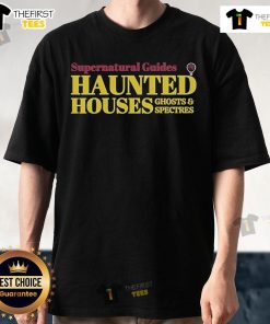 Official Supernatural Guides T-Shirt featuring haunted houses, ghosts, and spectres design for fans of the paranormal.