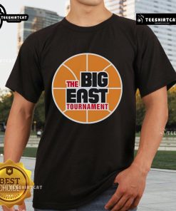 Official The Big East Tournament T-Shirt featuring team logos and vibrant colors, perfect for fans and supporters.