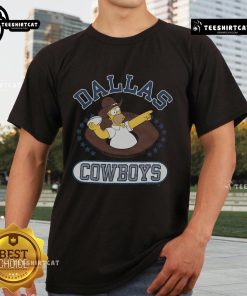 Official The Simpsons Homer X Dallas Cowboys T-Shirt featuring Homer Simpson in Cowboys gear, perfect for fans.