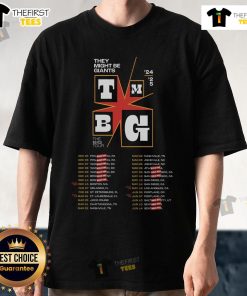 Official They Might Be Giants The Big Tour 2024 2025 poster t-shirt featuring vibrant graphics and tour details.
