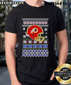 Alt Text: Official Washington Commanders NFL football Christmas helmet T-shirt featuring festive design and team logo.