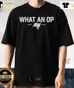 Official What An Op T-Shirt featuring bold graphic design, perfect for fans and collectors of unique apparel.