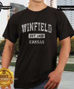 Official Winfield Kansas KS Est 1970 vintage t-shirt showcasing retro design and local pride.