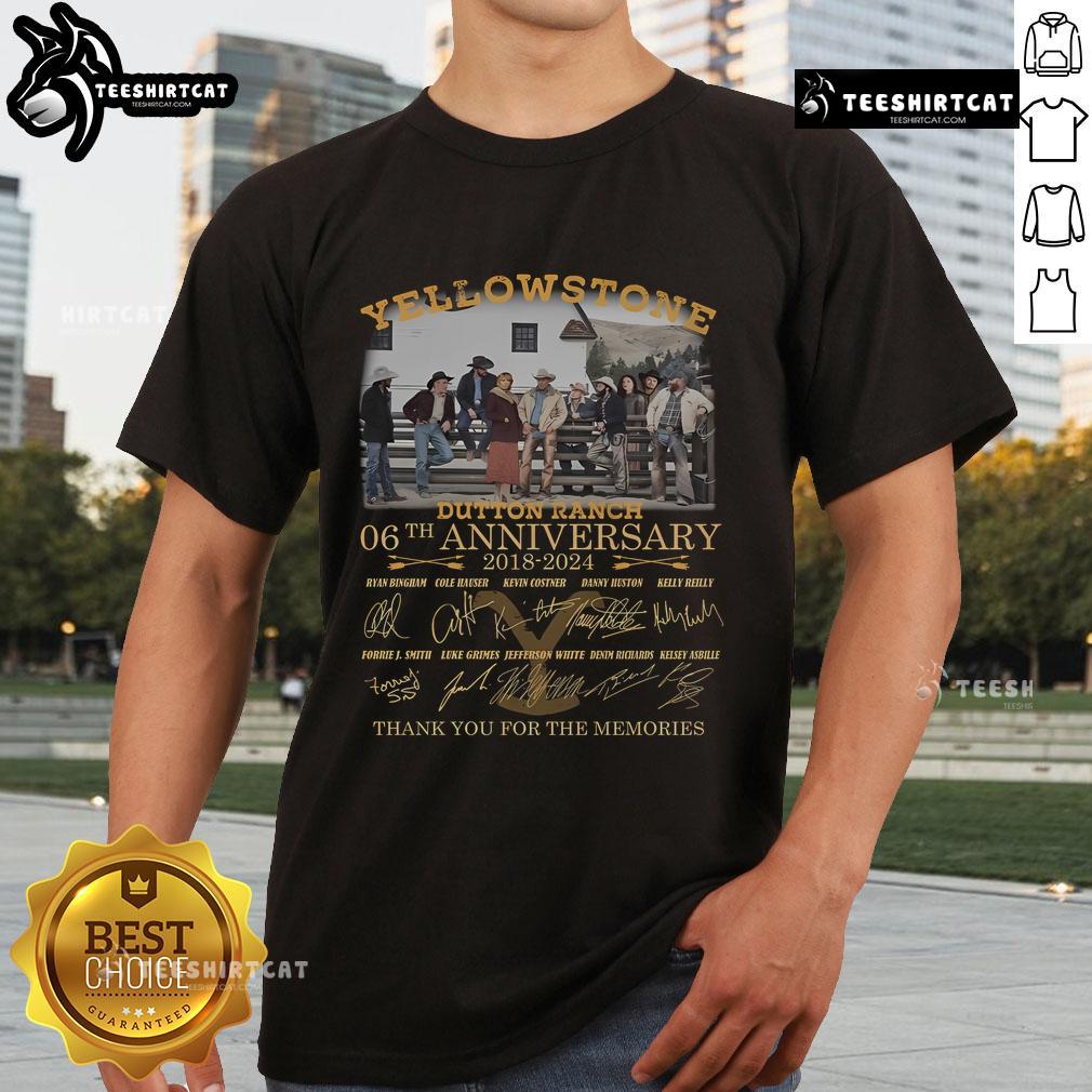 Official Yellowstone Dutton Ranch 06Th Anniversary Thank You 2024 T Shirt Official Yellowstone Dutton Ranch 06th Anniversary Thank You 2024 T-Shirt featuring iconic ranch logo and festive design.