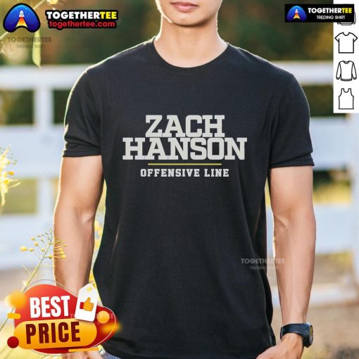 Official Zach Hanson Offensive Line T-Shirt featuring bold design and team colors, perfect for fans and athletes.