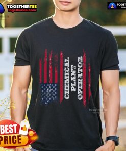 Original Distressed American Flag T-Shirt for Chemical Plant Operators, featuring a rugged design and patriotic colors.