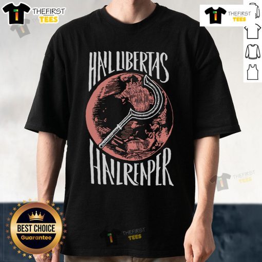 Premium Hail Libertas Hail Reaper Red Howler T-Shirt featuring a bold graphic design on a vibrant red background.