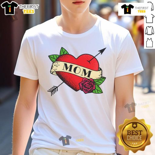 Premium Heart Mom Tattoo T-Shirt featuring a stylish heart design, perfect for proud moms who love unique fashion.