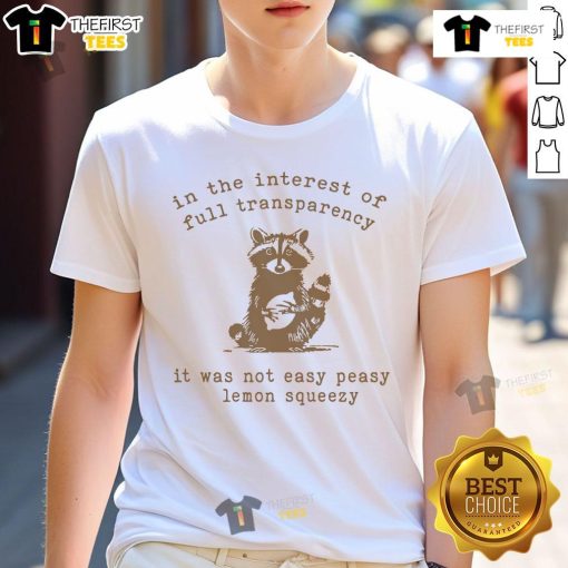 Alt Text: Funny retro 90s raccoon t-shirt featuring Premium In The Interest Of Full Transparency slogan. Perfect for casual wear!