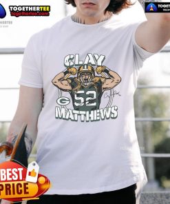 Premium Packers Homage Clay Matthews T-Shirt featuring a vintage design, perfect for Green Bay Packers fans.