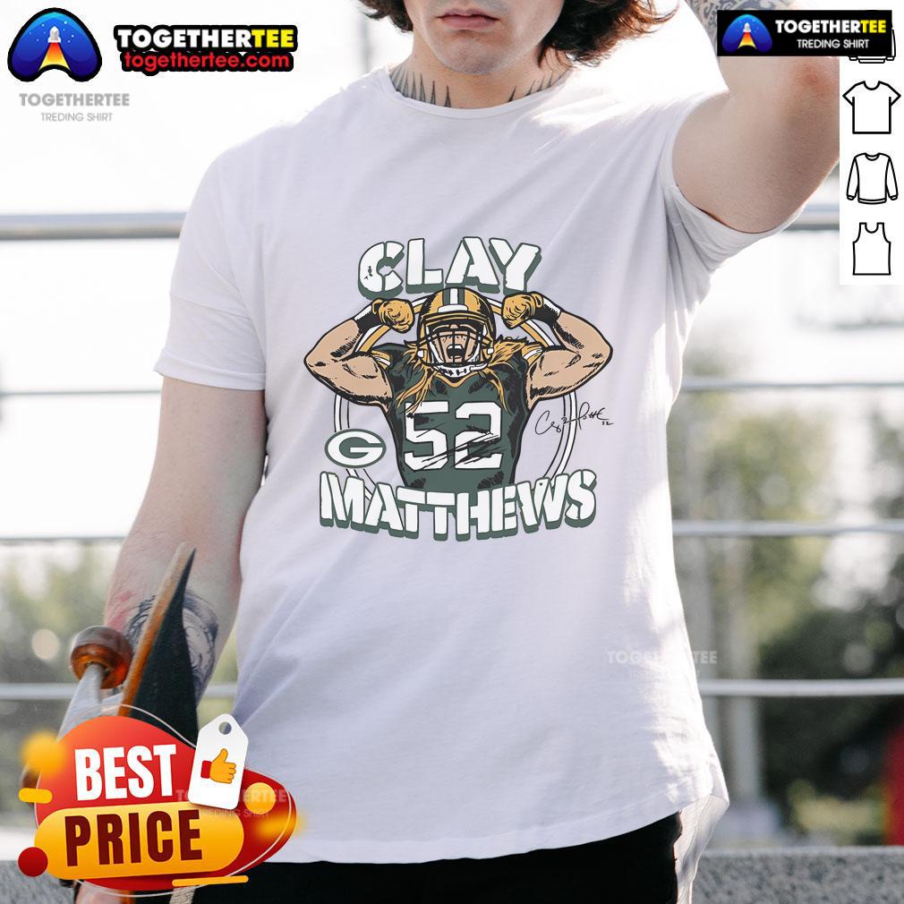 Premium Packers Homage #52 Clay Matthews T Shirt Premium Packers Homage Clay Matthews T-Shirt featuring a vintage design, perfect for Green Bay Packers fans.