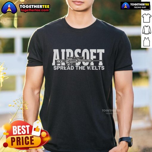 Top Airsoft Spread The Welts T-Shirt featuring a bold graphic design for airsoft enthusiasts and players.