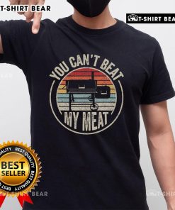 Retro vintage BBQ grilling T-shirt featuring 'You Can't Beat My Meat' slogan, perfect for grill enthusiasts.