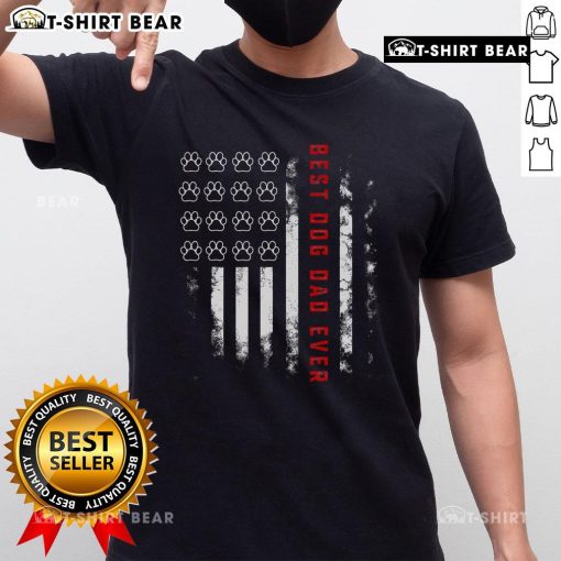 Top Best Dog Dad Ever T-Shirt featuring American flag design, perfect for dog-loving fathers celebrating their bond.