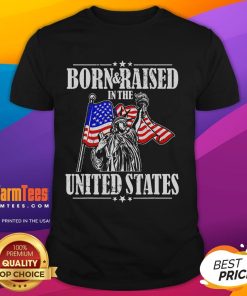 Top Born In The United States patriotic design t-shirt featuring the USA American flag, perfect for July 4th celebrations.