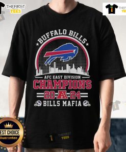 Buffalo Bills AFC East Division 2024 'Let's Go Bills' skyline T-shirt featuring player names, perfect for fans.