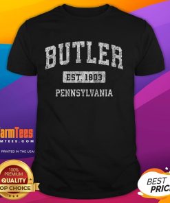 Vintage sports T-shirt featuring 'Top Butler Pennsylvania PA Established' design, perfect for local sports enthusiasts.