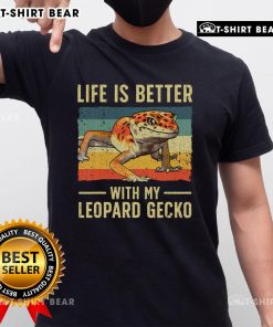 Alt Text: Vintage T-Shirt featuring Life Is Better With My Leopard Gecko design, perfect for reptile lovers and enthusiasts.