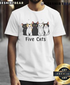 Top Cute Five Cats T-Shirt featuring adorable cat graphics in vibrant colors for feline lovers.