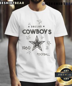 Alt Text: Retro Dallas Cowboys logo from 1960 on a classic football T-shirt, showcasing team pride and vintage style.