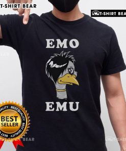 Top Emo Emu Funny Metal Goth Emu Bird T-Shirt featuring a humorous goth emu design in vibrant colors.