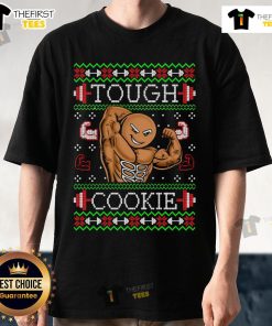 Top Gingerbread Man funny Christmas workout gym ugly sweater design on Champion T-shirt for festive fitness lovers.